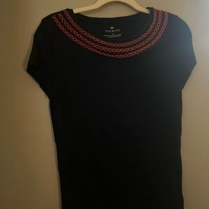 Talbots Black and Orange Cap Sleeve Tee